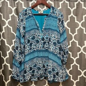 Show Me Your MuMu Blue and White Floral Tunic